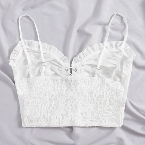 3/$20 Shein Lace Up Front Shirred Crop Cami Top Y2K inspired - Picture 4 of 9